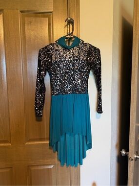 George Girl Teal and Black Sequin High-Low Dance Dress